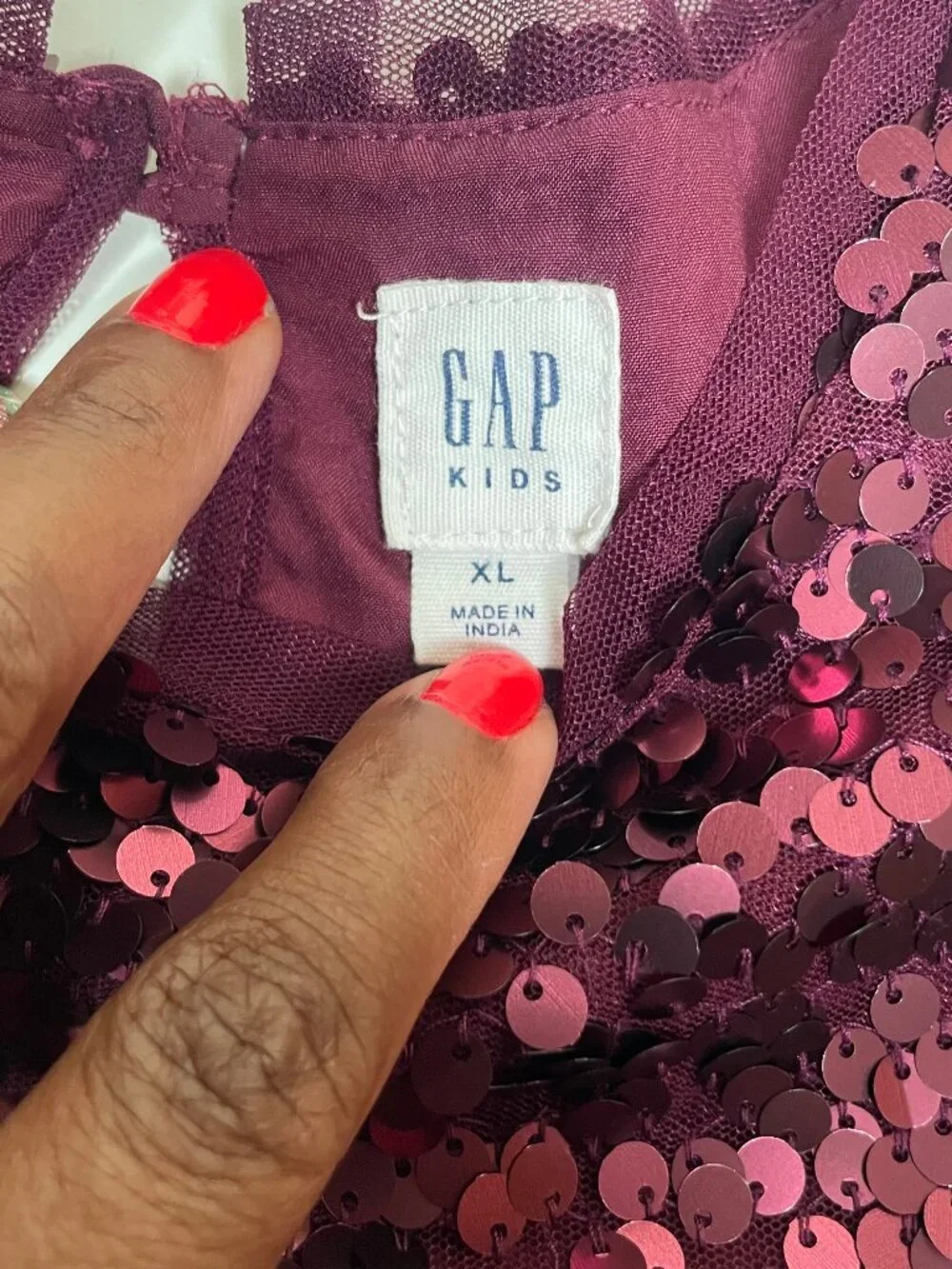 GAP KIDS XL Purple Sequin Shift Dress XL Metallic Plum Holiday Party Shiny